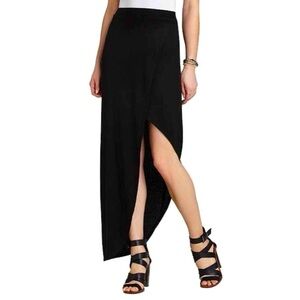 🔥BCBGMAXAZRIA Mercer Skirt ~Ribbed Knit Asymmetrical Wrap 
  Black skirt 🖤 🔥